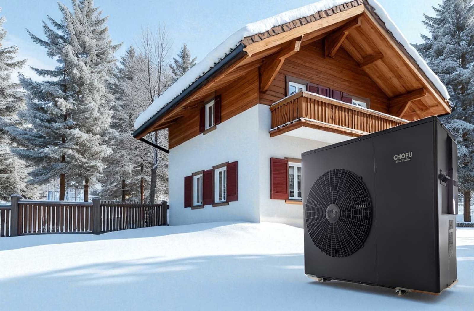 Chofu R290 6kW Anthrazit – Winterszene